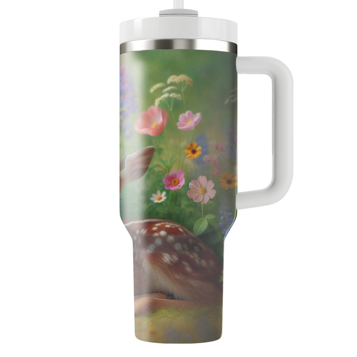 Charming Fawn In Bloom  Tumblers With Lids