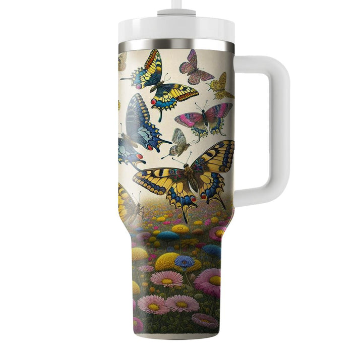 Vibrant Butterfly Meadow  Personalized Tumblers