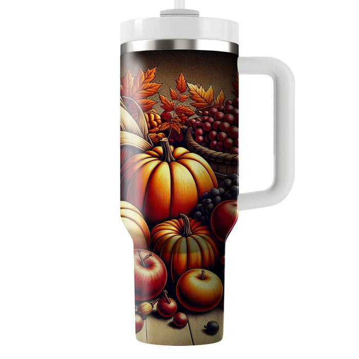 Autumn Harvest Feast Tumblers With Lids