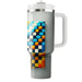 70s Style Checkerboard  Travel Tumblers