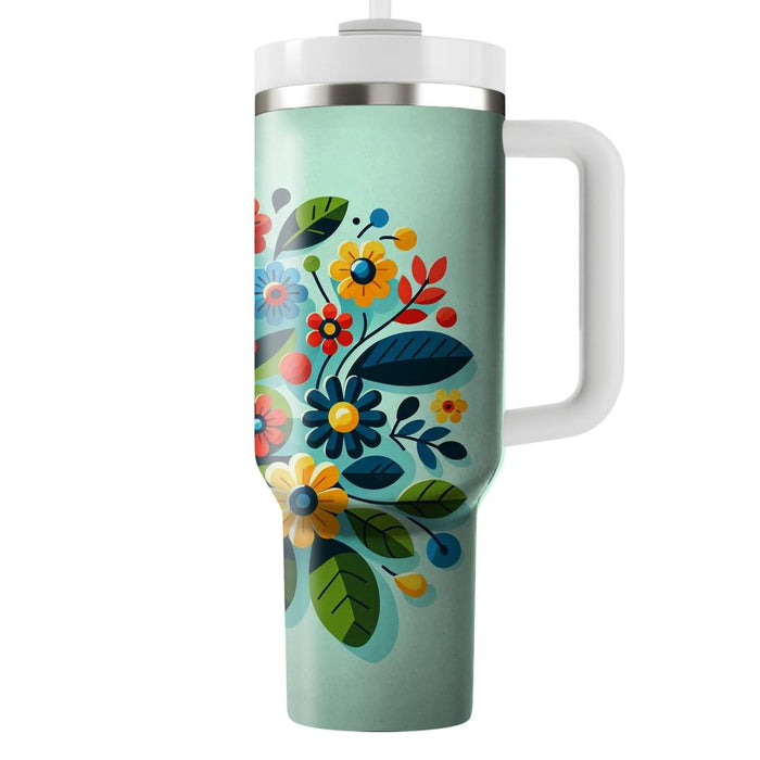 Vivid Floral Patchwork  Tumblers With Lids