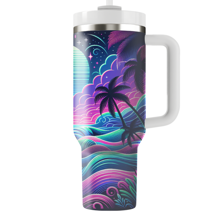 Neon Waves And Stars Custom Tumblers