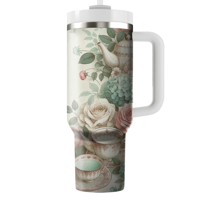 Spring Garden Tea Party Tumblers With Lids