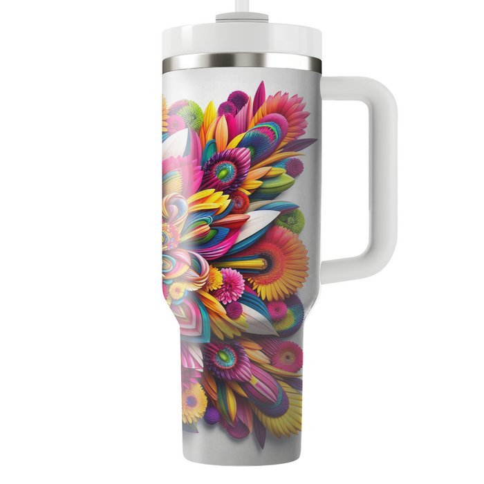 Bright Floral Kaleidoscope  Travel Tumblers