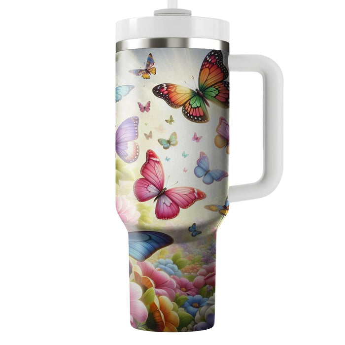 Vibrant Butterfly Blossom  Travel Tumblers