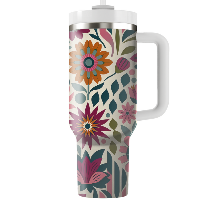 Modern Floral Tapestry Tumbler Cups