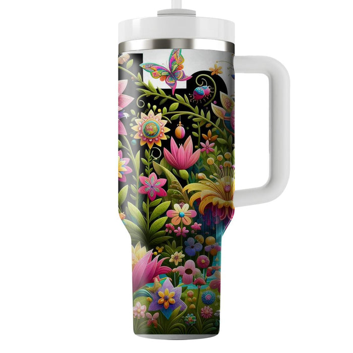 Spring Whimsical Flora  Tumblers With Lids