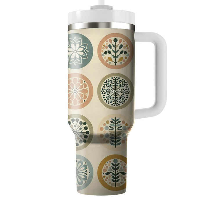 Vintage Inspired Circle Pattern  Travel Tumblers