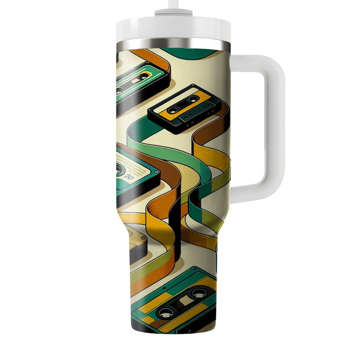 Vintage Cassette Wave  Tumblers With Lids