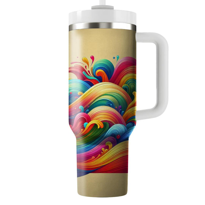 Vibrant Rainbow Waves  Tumbler Cups