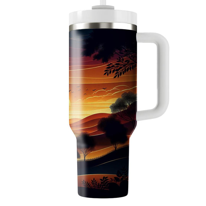 Bold Sunset Silhouette  Tumblers With Lids