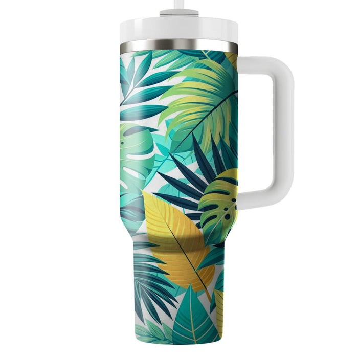 Breezy Tropical Leaf  Tumblers With Lids