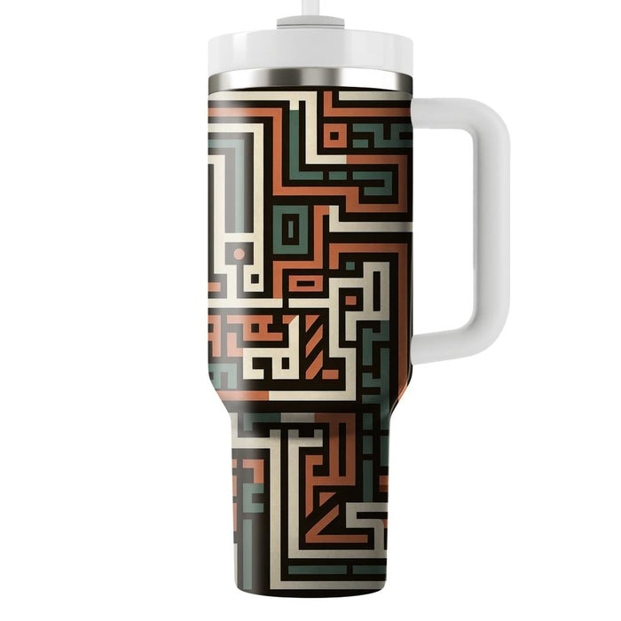 Abstract Aztec Maze  Travel Tumblers