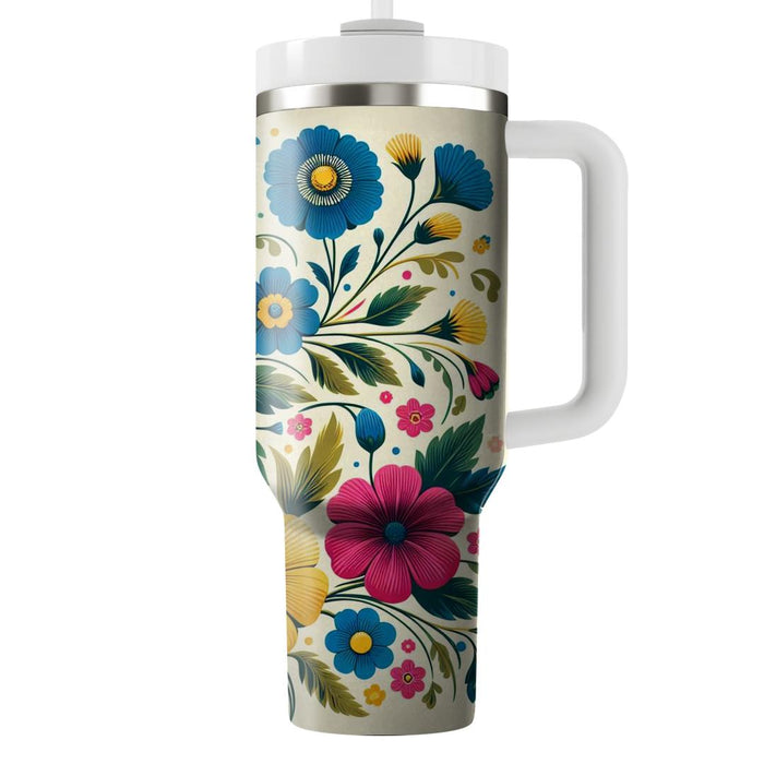 Retro Floral Harmony  Travel Tumblers