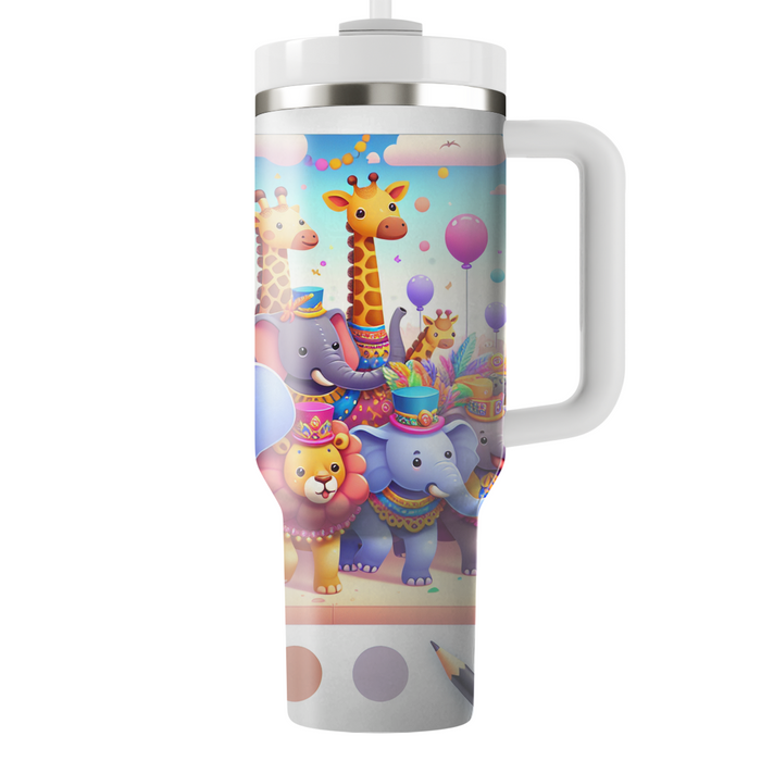 Whimsical Animal Parade Travel Tumblers