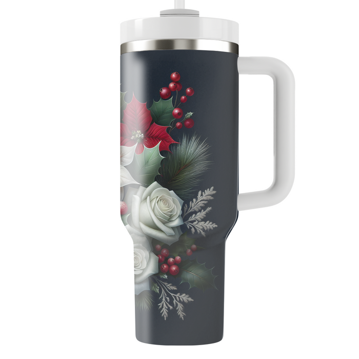 Winter Floral Wonder  Tumblers With Lids