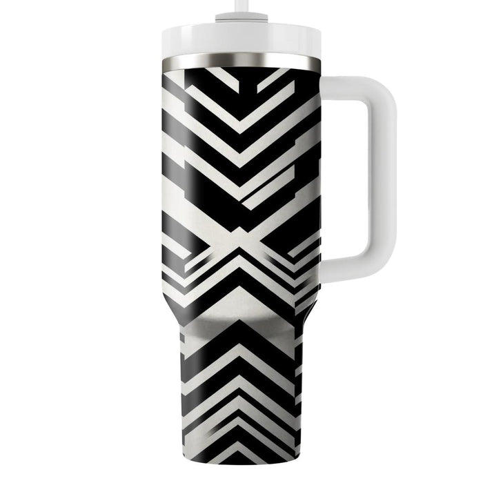 Sleek Black And White Zigzags  Custom Tumblers