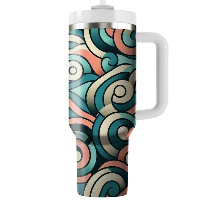 Geometric Swirl Motif  Tumblers With Lids