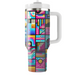 Vibrant Neon Mosaic  Personalized Tumblers