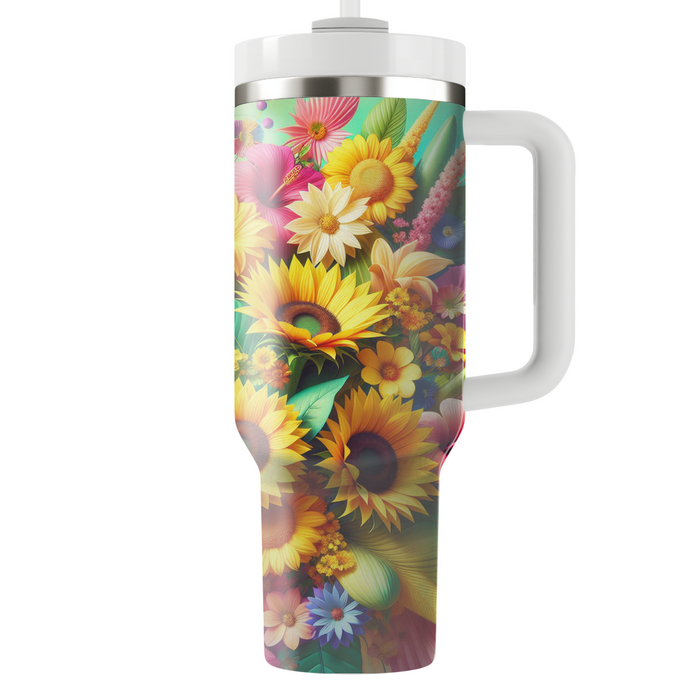 Summer Bright Floral Burst  Personalized Tumblers