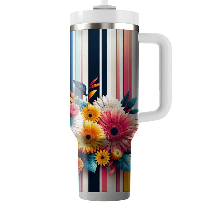 Bold Floral Stripe  Unique Tumblers