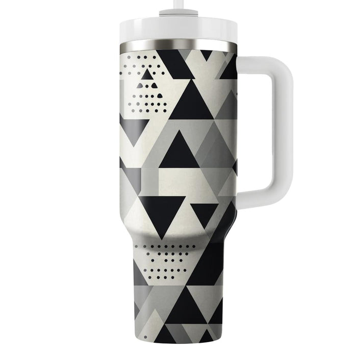 Sleek Monochrome Triangles  Tumblers With Lids