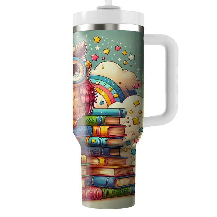 Whimsical Owl Reading  Custom Tumblers