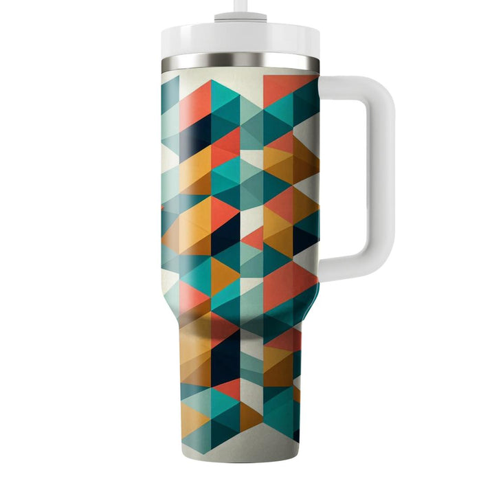 Geometric Tetrahedron Mosaic  Tumblers With Lids