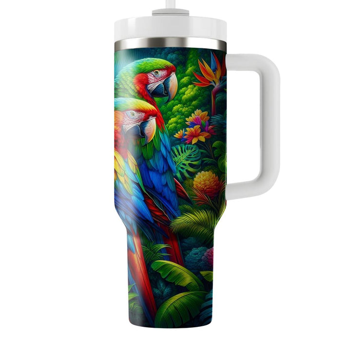 Vibrant Jungle Macaws  Tumbler Cups