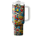 Vibrant Doodle Pattern  Travel Tumblers