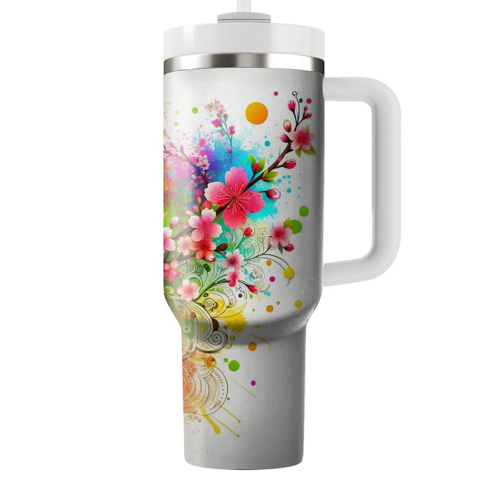 Wonders Of Spring - A Holi And Cherry Blossom  Custom Tumblers