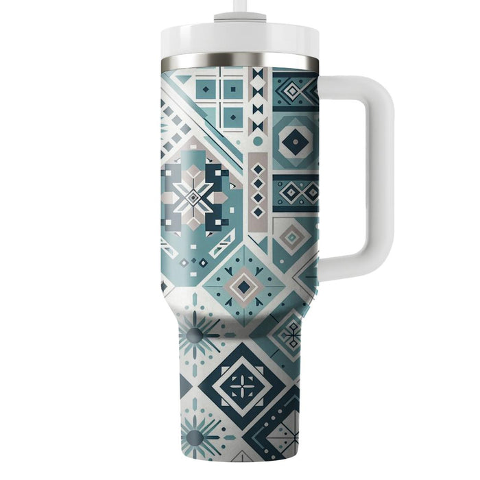 Geometric Floral Harmony  Tumblers With Lids