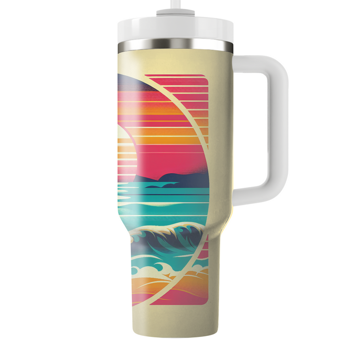 Retro Sunset Surfboard Wall Art Custom Tumblers