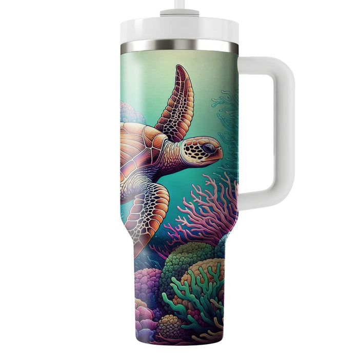 Beneath The Waves Turtle  Decorative Tumblers