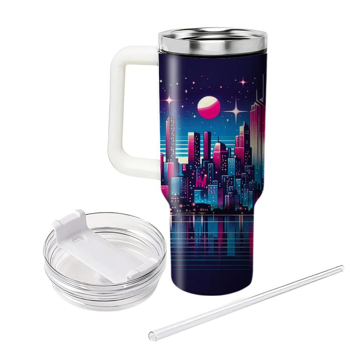 Synth City Skyline  Personalized Tumblers