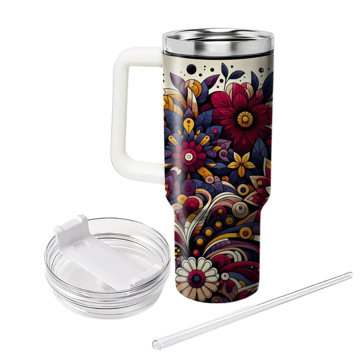 Vibrant Floral Mosaic  Tumbler Cups