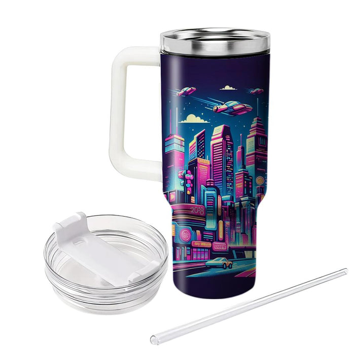 Retro Futuristic City  Unique Tumblers