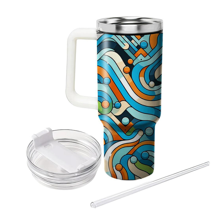 Vibrant Geometric Wave  Tumblers With Lids