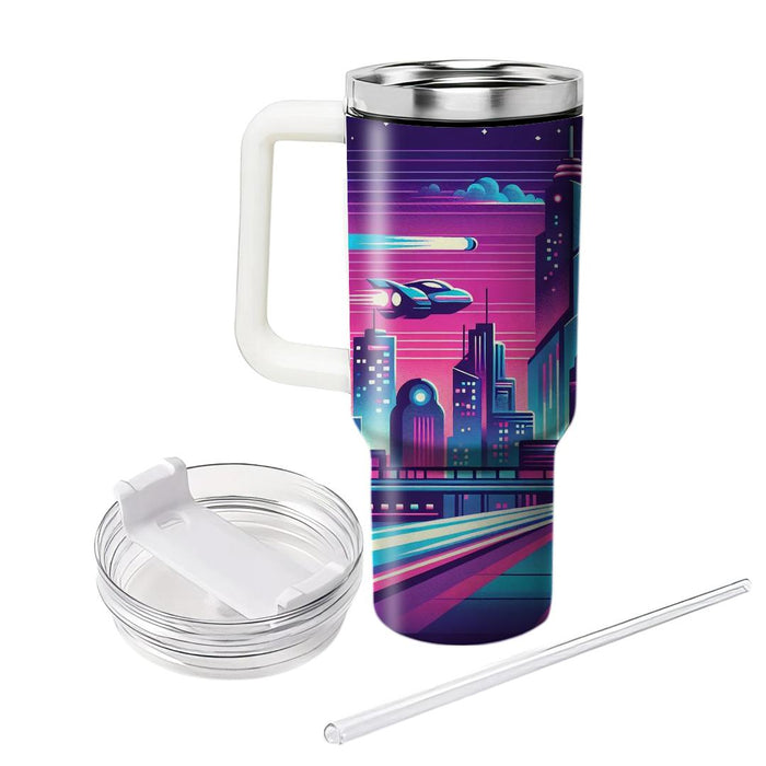 Retro Futurism City  Tumblers With Lids