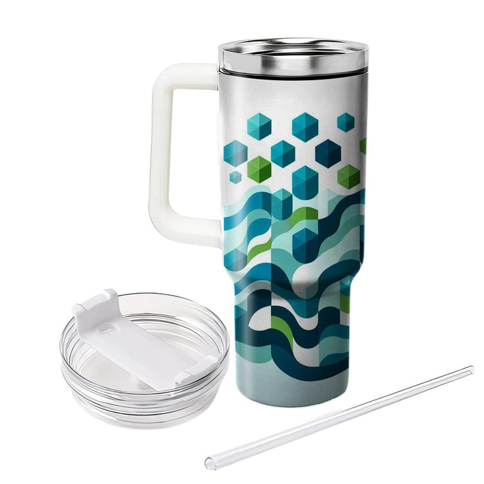 Modern Hexagonal Wave  Tumblers With Lids