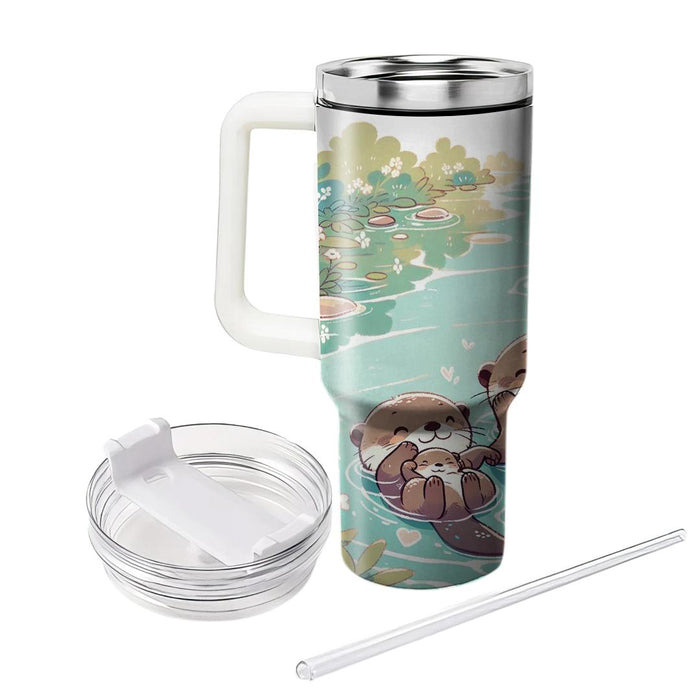 Whimsical Otter Family  Tumbler Cups