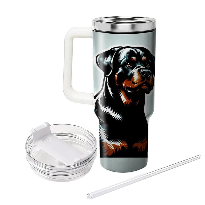 Black Rottweiler Dog  Personalized Tumblers