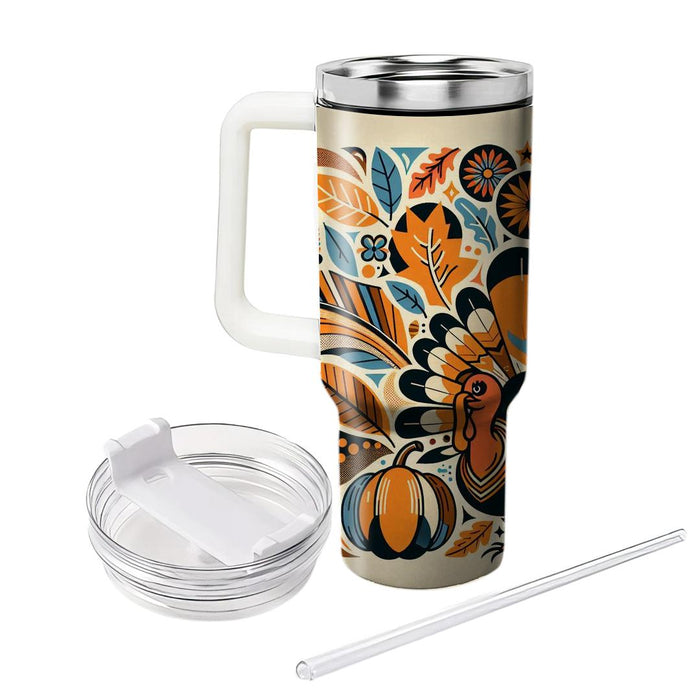 Funky Retro Thanksgiving Travel Tumblers