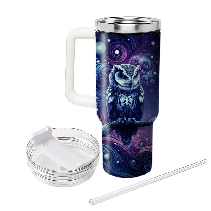 Surreal Owl And Stars  Personalized Tumblers