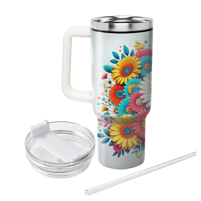 Vibrant Floral Medley  Tumblers With Lids