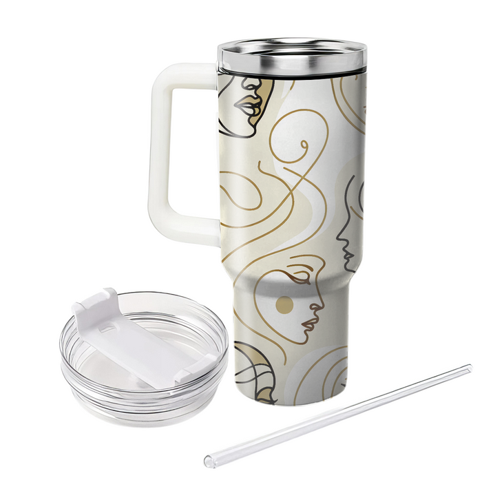 Artistic Line Art Faces  Decorative Tumblers