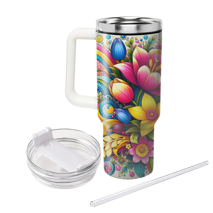 Spring Floral Burst  Personalized Tumblers