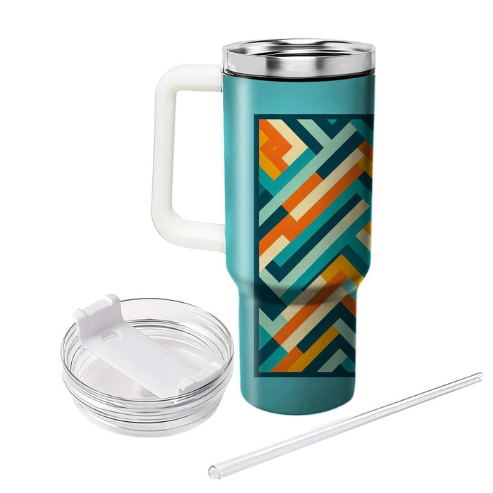 Geometric Chevron Color Block  Travel Tumblers