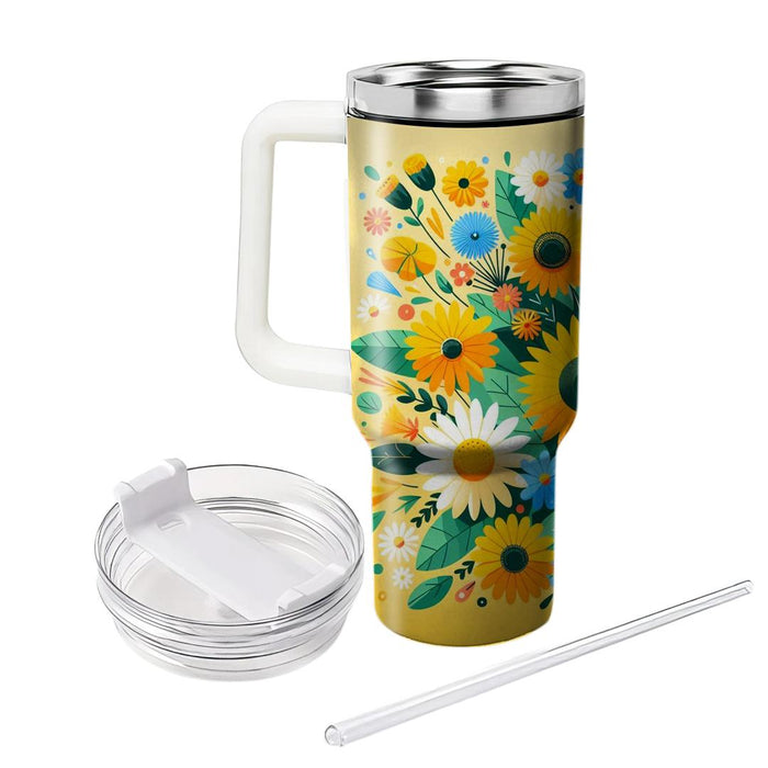 Sunny Floral Radiance  Unique Tumblers