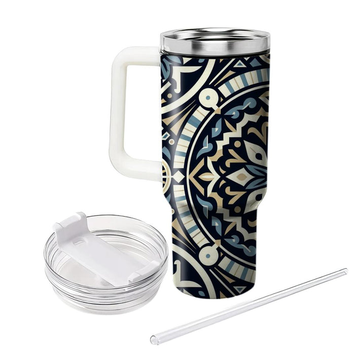 Geometric Floral Motif  Tumblers With Lids